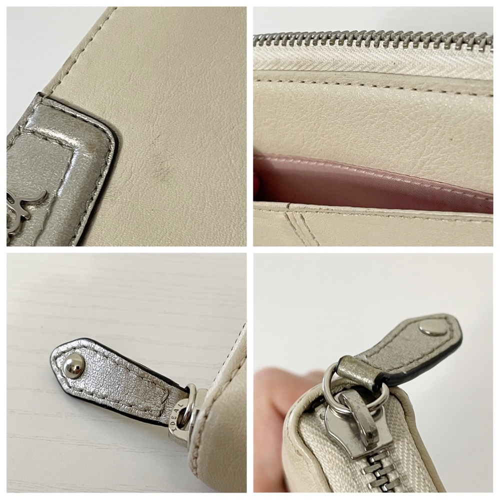 Coach off white and silver leather long zip wallet - Picture 4 of 11